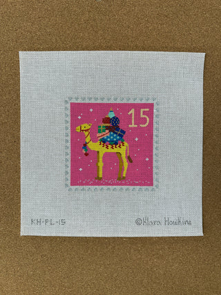 KH-PL-15 Klara Hawkins – Advent Stamp #15 – Camel w/ Gifts