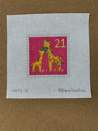 KH-PL-21 Klara Hawkins – Advent Stamp #21 – Giraffes
