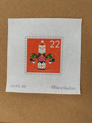 KH-PL-22 Klara Hawkins – Advent Stamp #22 – Totem Pole w/ Ornaments