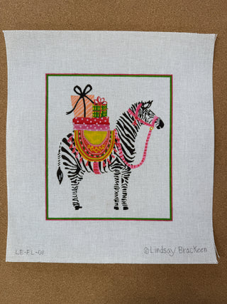 LB-PL-01 Lindsay Brackeen – Party Animal Zebra with Gifts & Pink Harness