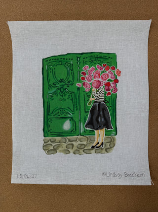 LB-PL-07 Lindsay Brackeen – Mademoiselle w/ Pink Flowers & Green Doors