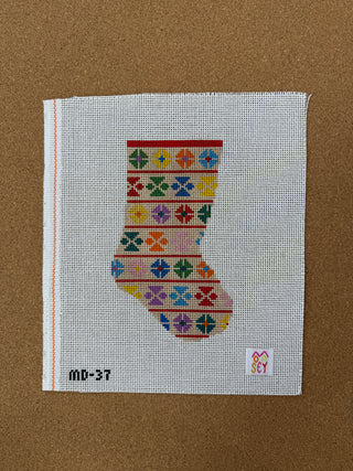 MD-37 Geo Floral mini stocking - rainbow
