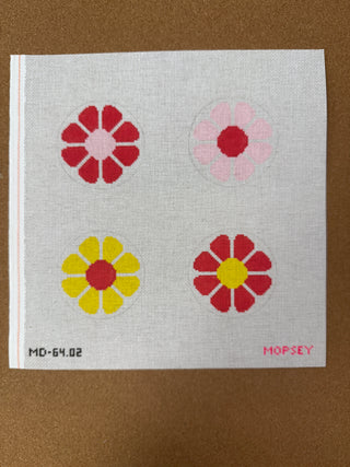 MD-64.02 Floral coasters - pink & yellow
