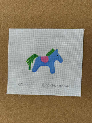 OM-446 Mini/Bag Charm – Hermès Horse w/ Saddle – blue, green & fuchsia