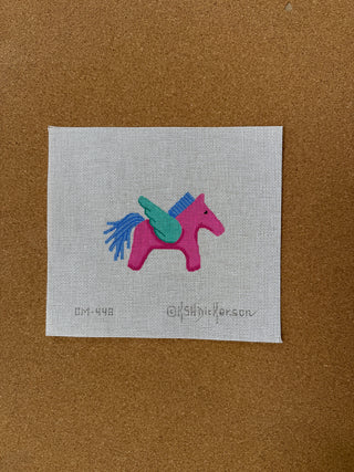 OM-448 Mini/Bag Charm – Hermès Pegasus – fuchsia, blue & turquoise