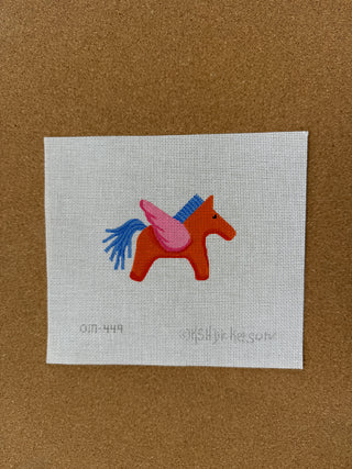 OM-449 Mini/Bag Charm – Hermès Pegasus – orange, blue & pink