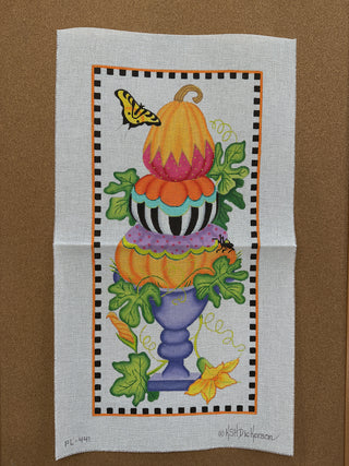 PL-441 Funky Punkins Topiary Tall Rectangle – orange, green, purple, gold, black, raspberry