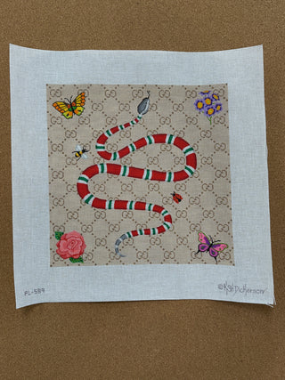PL-589 Designer Scarf Series – Gucci-Inspired Snake & Flowers