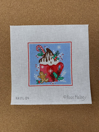 RH-PL-04 Rose Halsey – Cocoa Mug w/ Whipped Cream, Chocolate Sauce & Candy Cane