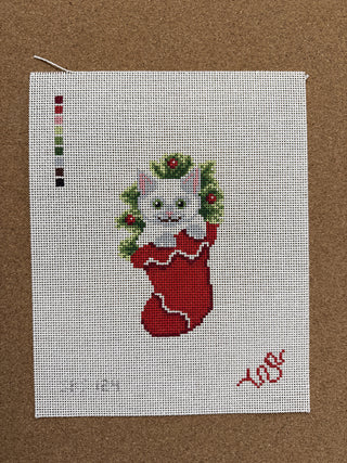 SBS124 White Kitten Stocking