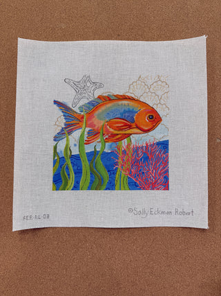 SER-PL-08 Sally Eckman Roberts – Oceana Fish w/ Coral, Seaweed, Shells & Starfish