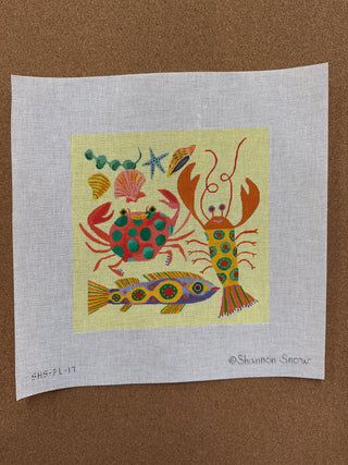 SHS-PL-17 Shannon Snow – Sea Life – on soft yellow