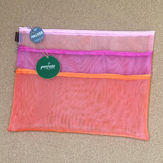 Triple Zip Case - Orange, Fuchsia, Pink