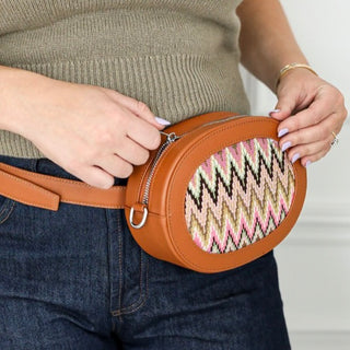 On the Go Oval Bag | Black with  Silver | 49" Belt