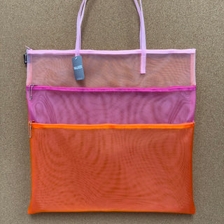 Triple Zip Case - Fuscia, Orange, Pink - 18"