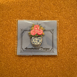 Peonies in Chinoiserie Vase Needle Minder - Pink