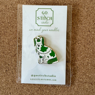 Green Staffordshire Dog Needle Minder
