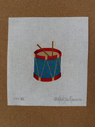 XM-35 Christmas Ornament – Toy Drum Decorated w/ Berries & Leaves