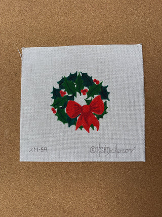 XM-59 Christmas Ornament – Holly Wreath w/ Red Bow