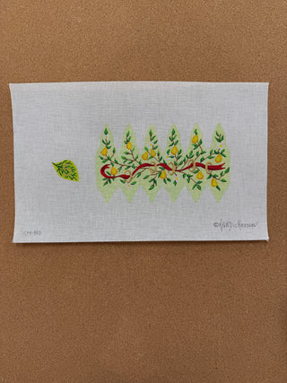 XM-98 Christmas Ornament – 12 Days Stuffed Pear – Golden Rings (Day 5) (stitch guide in notebook)